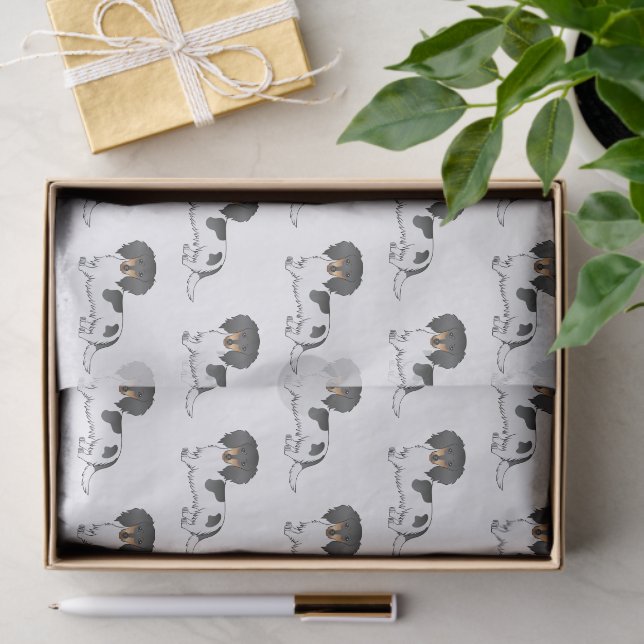 Black And Tan Pied Long Hair Dachshund Pattern Tissue Paper (Gift)