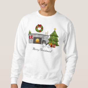 Black And Tan Pied Long Hair Dachshund X-mas Room Sweatshirt