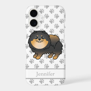 Black And Tan Pomeranian Cute Cartoon Dog & Name