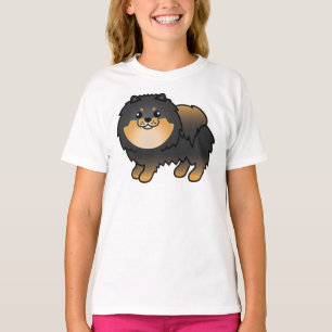 Black And Tan Pomeranian Cute Cartoon Dog T-Shirt