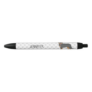 Black And Tan Rottweiler Cute Cartoon Dog And Name Ink Pen