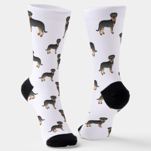 Black And Tan Rottweiler Cute Cartoon Dog Pattern Socks