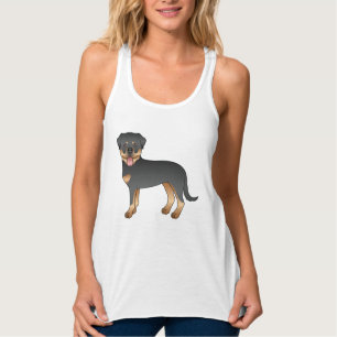 Black And Tan Rottweiler Cute Cartoon Dog Singlet