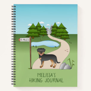 Black And Tan Rottweiler Dog By A Hiking Trail Notebook