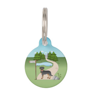 Black And Tan Rottweiler Dog By A Hiking Trail Pet Tag