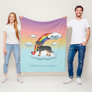 Black And Tan Rottweiler Dog Rainbow Memorial Fleece Blanket