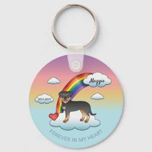 Black And Tan Rottweiler Dog Rainbow Memorial Key Ring