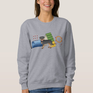 Black And Tan Rottweiler With Agility Equipment Sweatshirt