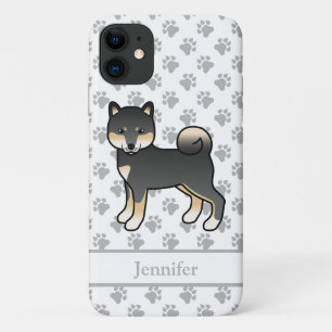 Black And Tan Shiba Inu Cartoon Dog & Name Case-Mate iPhone Case