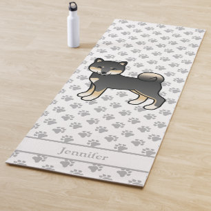Black And Tan Shiba Inu Cute Dog With Paws & Name Yoga Mat