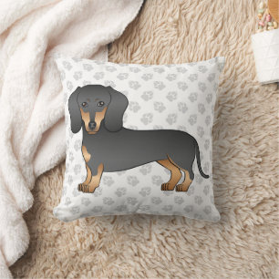 Black And Tan Short Hair Dachshund Dog & Paws Cushion