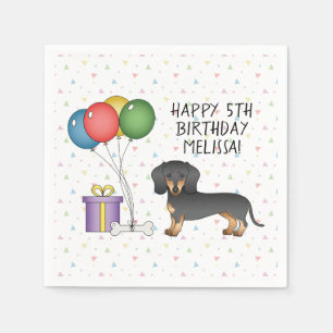 Black And Tan Short Hair Dachshund Happy Birthday Napkin