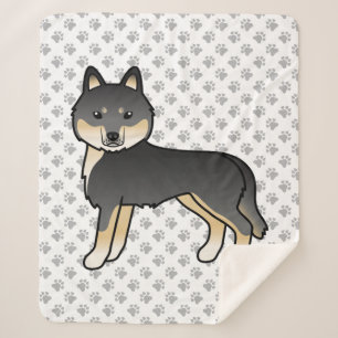 Black And Tan Siberian Husky Cute Cartoon Dog Sherpa Blanket