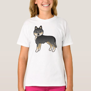 Black And Tan Siberian Husky Cute Cartoon Dog T-Shirt