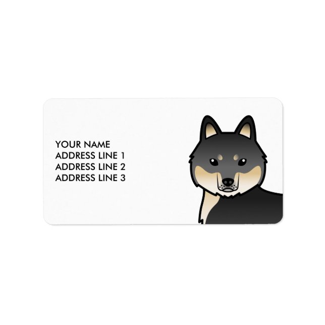 Black And Tan Siberian Husky Dog & Custom Text Label (Front)