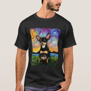 Black And Tan Smooth Chihuahua Starry Night Dog Ar T-Shirt