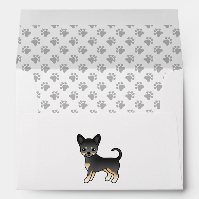Black And Tan Smooth Coat Chihuahua Dog & Paws Envelope (Back (Bottom))