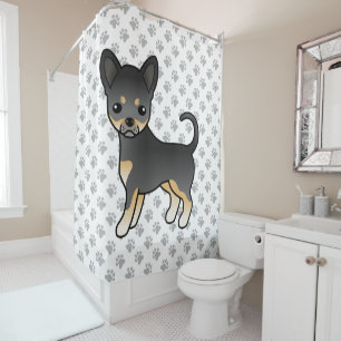Black And Tan Smooth Coat Chihuahua Dog & Paws Shower Curtain
