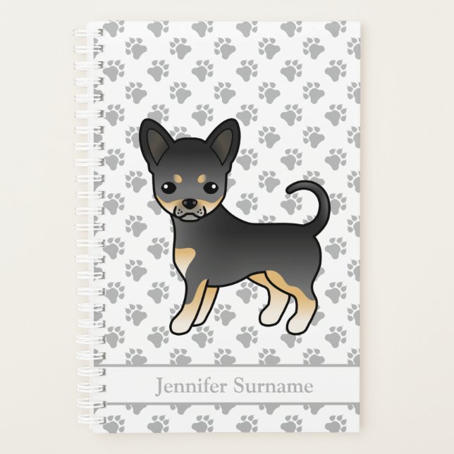Black And Tan Smooth Coat Chihuahua Dog & Text Planner (Front)