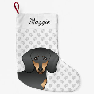 Black And Tan Smooth Coat Dachshund Cute Dog Head Small Christmas Stocking