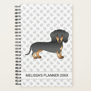 Black And Tan Smooth Coat Dachshund Dog & Text Planner