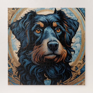 Black and Tan Terrier Portrait Jigsaw Puzzle