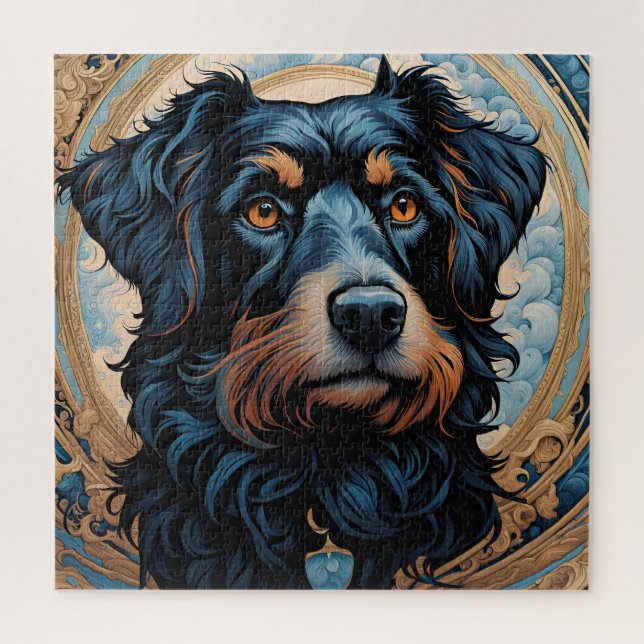 Black and Tan Terrier Portrait Jigsaw Puzzle (Vertical)