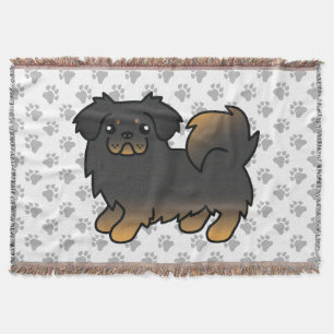 Black And Tan Tibetan Spaniel Cute Cartoon Dog Throw Blanket