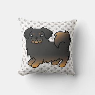 Black And Tan Tibetan Spaniel Cute Dog & Paws Cushion