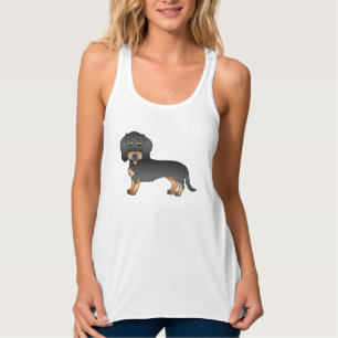 Black And Tan Wire Haired Dachshund Cartoon Dog Singlet