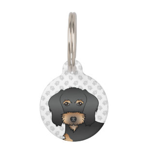 Black And Tan Wire Haired Dachshund Cute Dog Head Pet Tag