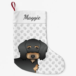 Black And Tan Wire Haired Dachshund Cute Dog Head Small Christmas Stocking