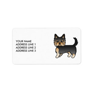 Black And Tan Yorkshire Terrier Dog & Custom Text Label