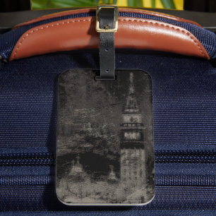 Black and Taupe Distressed Skyline Venice Italy Luggage Tag