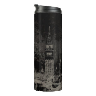 Black and Taupe Distressed Skyline Venice Italy Thermal Tumbler