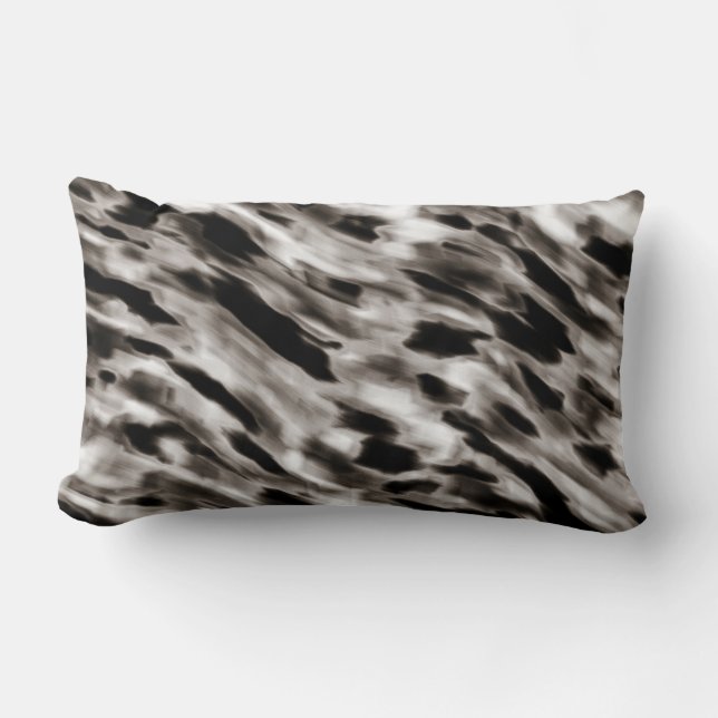Black and Taupe Silk Abstract Pillow (Front)