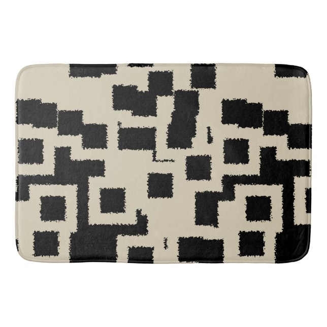 Black and Taupe squares  Bath Mat (Front)