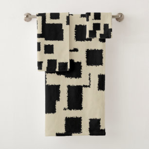 Black and Taupe squares   Bath Towel Set