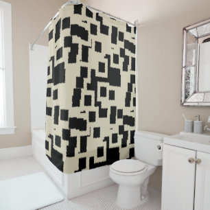 Black and Taupe squares Shower Curtain