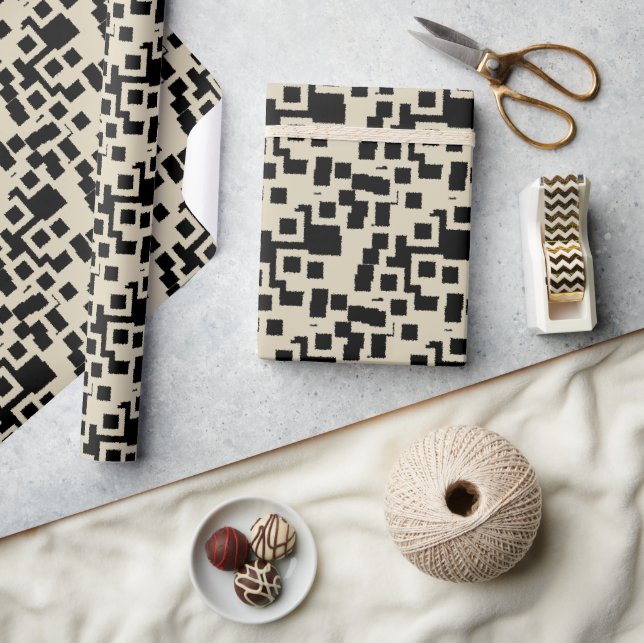 Black and Taupe squares   Wrapping Paper (Crafts)