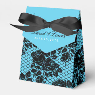Black and Teal Blue Wedding Favour Box