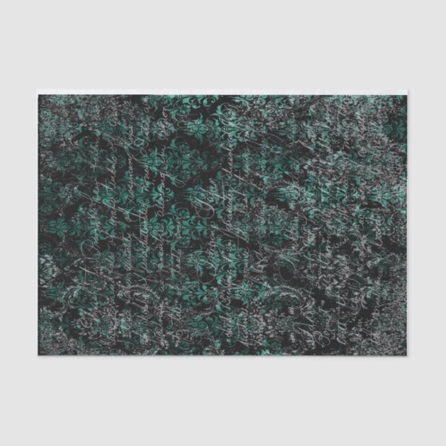 Black and teal decoupage tissue paper (Front)