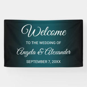 Black and Teal Green Gradient Wedding Banner