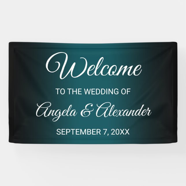 Black and Teal Green Gradient Wedding Banner (Horizontal)