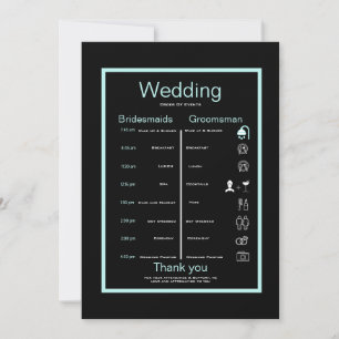 Black and teal itinerary invitation