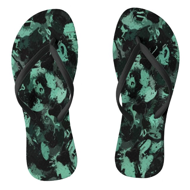 Black and Teal Jandals (Footbed)