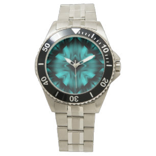 Black and Teal Kaleidoscope Design Watch