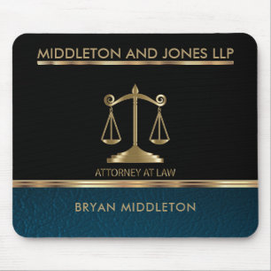 Black and Teal Leather Law Firm Designs Mouse Pad