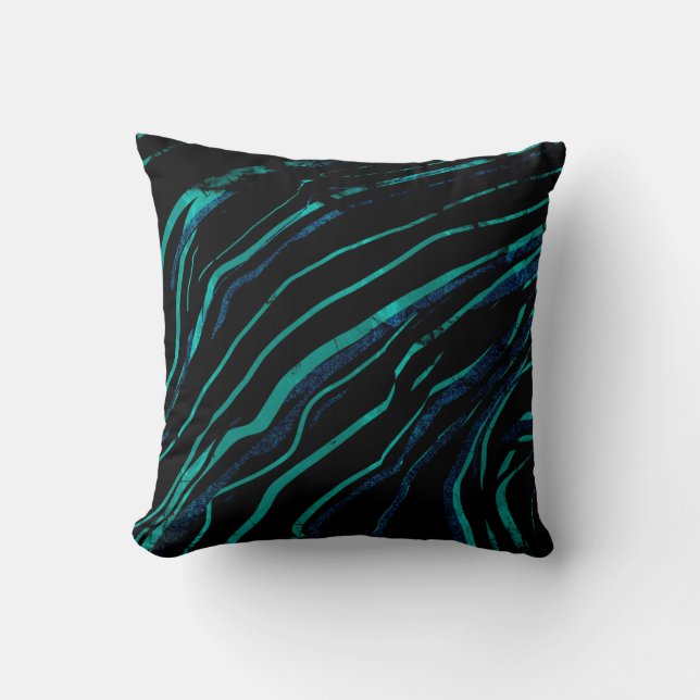 Black and Teal Marble Cushion (Front)