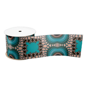 Black and teal Moroccan style ribbon Satin Ribbon